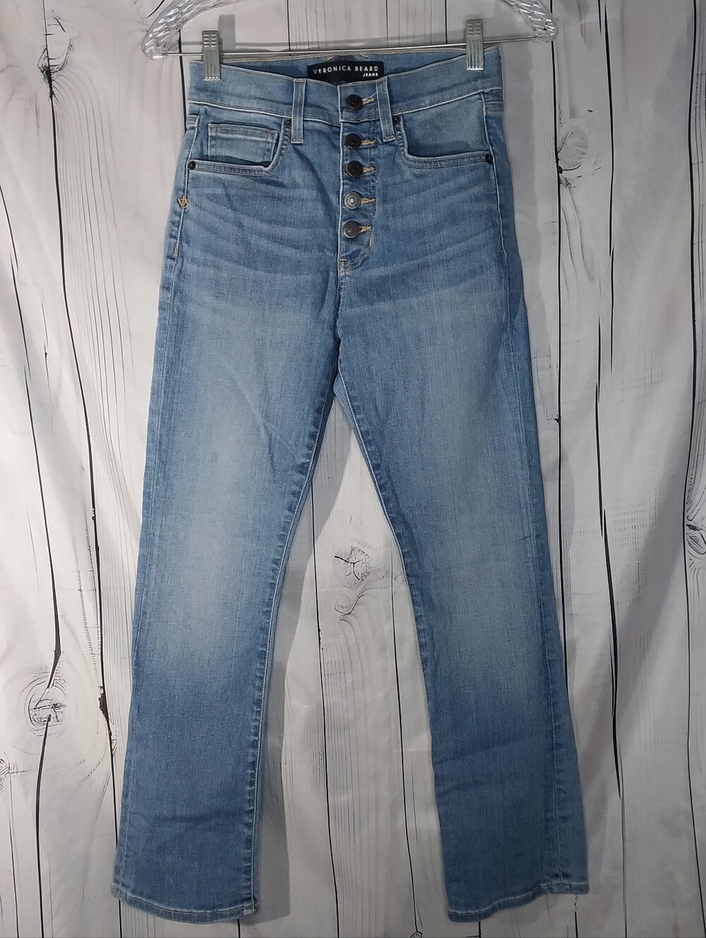 Veronica Beard Carly Kick Flare High-Rise Button-Fly Classic Preppy Jeans
